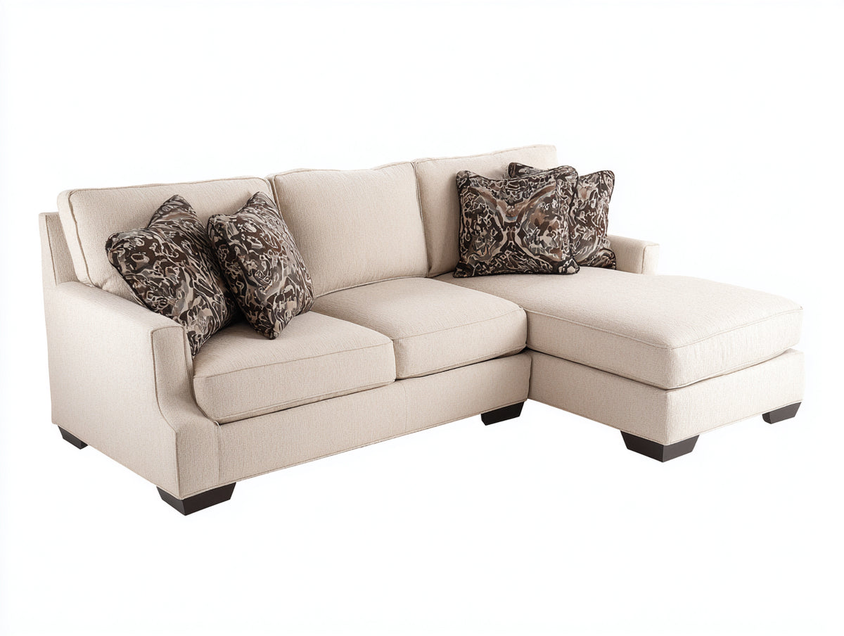 Sofás de esquina tapizados 265 x 168 x 87 cm - beige claro - diseño con chaise longue y asientos acolchados