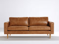 Sofás 2 plazas tapizado efecto cuero 180x85x82 cm - marrón - diseño retro con patas de madera
