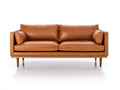 Sofás 2 plazas de efecto cuero 180x85x82 cm - marrón - diseño retro con patas de madera