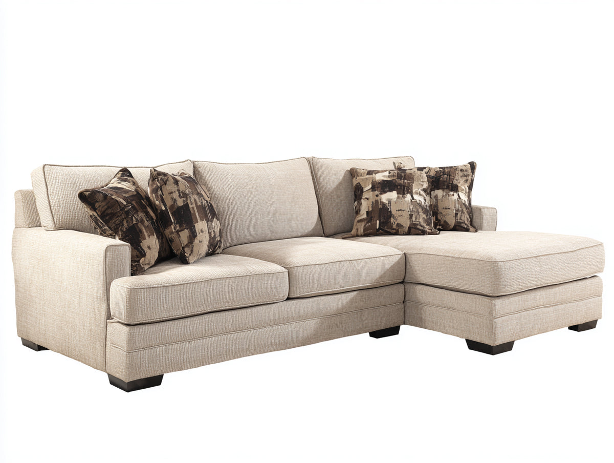 Sofás de esquina tapizado en tejido 275x170x88 cm - beige claro - diseño contemporáneo con chaise longue