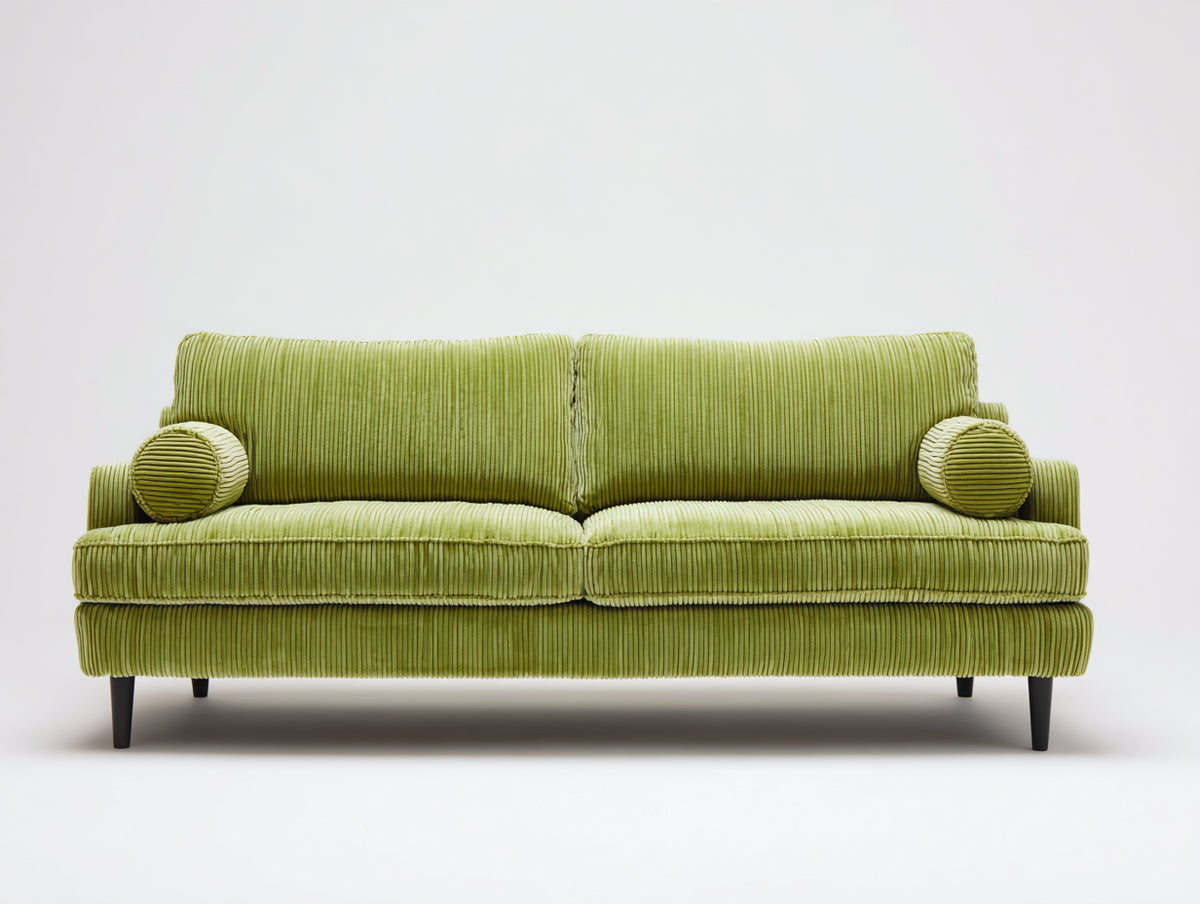 Sofás 2 plazas tapizado en pana verde oliva 182 x 87 x 83 cm - Diseño moderno con patas elevadas
