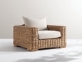 Sillones de ratán con cojines 98x92x80 cm - natural y crema - asiento amplio con reposabrazos rectos