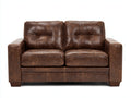 Sofás 2 plazas tapizado efecto cuero envejecido 165 x 84 x 86 cm - marrón oscuro - diseño clásico con respaldo capitoné