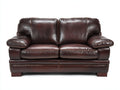Sofás 2 plazas de piel 190x94x88 cm - marrón oscuro - diseño clásico acolchado con reposabrazos anchos