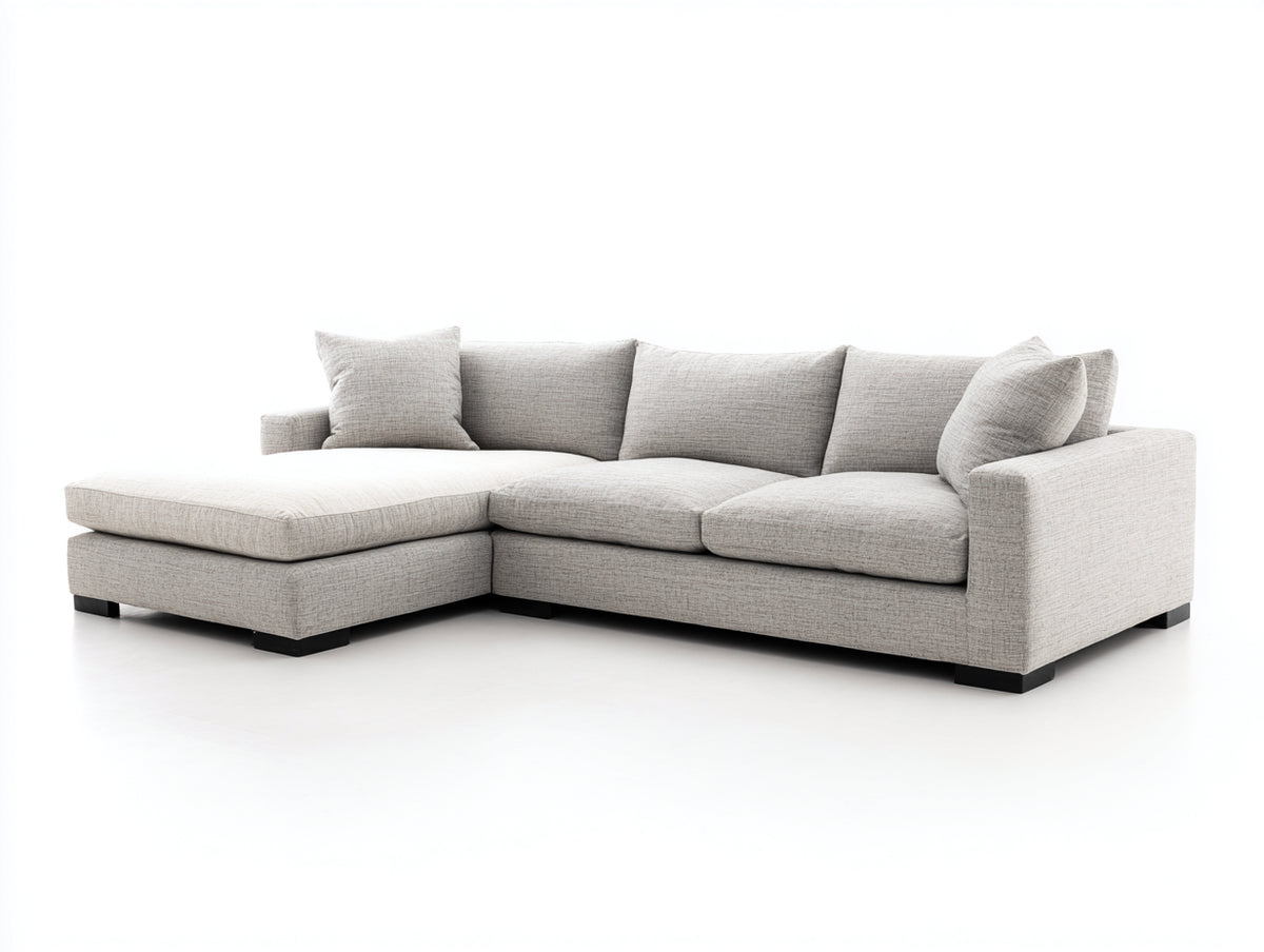Sofás de esquina tapizado 275 x 175 x 84 cm - Beige claro y negro - Chaise longue con diseño moderno de líneas rectas