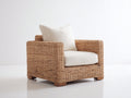 Sillones de ratán tejido 92x88x80 cm - Marrón natural-Blanco crema - Diseño rústico con reposabrazos y cojines acolchados