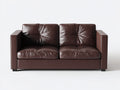 Sofás 2 plazas tapizado efecto cuero 175 x 86 x 82 cm - marrón oscuro - diseño compacto con respaldo acolchado