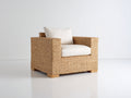 Sillones de ratán tejido 90x86x78 cm - Marrón natural-Blanco crema - Diseño moderno con reposabrazos y cojines acolchados