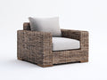 Sillones de ratán 94 x 90 x 85 cm - marrón natural y gris claro - diseño moderno con respaldo y reposabrazos rectos