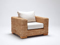 Sillones de ratán tejido 94x90x80 cm - Marrón natural-Blanco crema - Diseño moderno con reposabrazos anchos y cojines acolchados