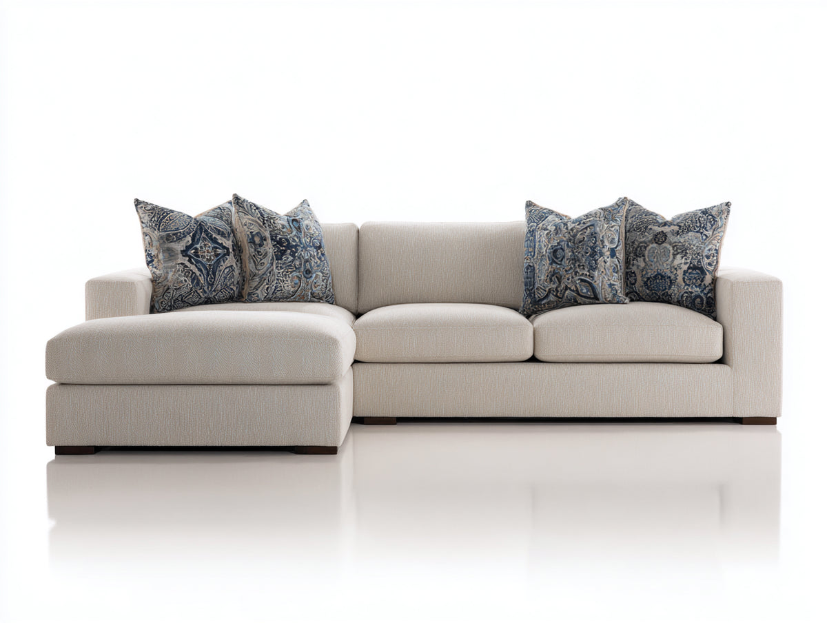 Sofás de esquina tapizado en tejido 285 x 190 x 86 cm - beige claro - diseño contemporáneo con chaise longue