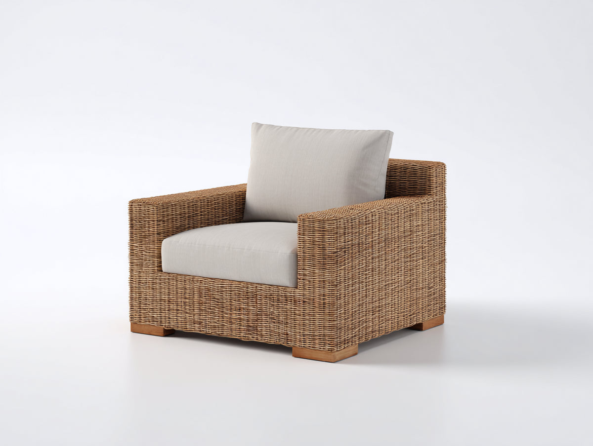 Sillones de ratán 92 x 88 x 84 cm - marrón natural y beige - diseño moderno con respaldo y reposabrazos rectos