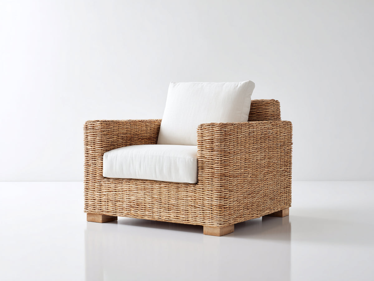 Sillones de ratán 90x87x81 cm - ratán natural marrón - diseño moderno con reposabrazos rectos